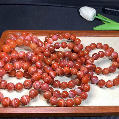 13 Strands 14-16mm Natural Sichuan South Red Agate Single-Strand Bracelet